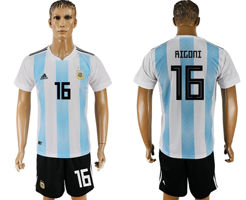 Argentina #16 Rigoni Home Soccer Country Jersey - Click Image to Close